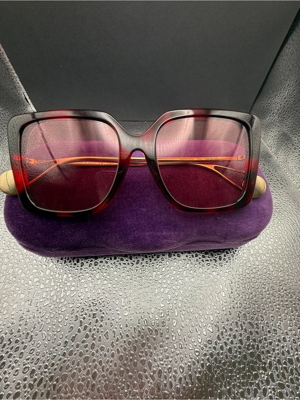 Gucci Oversized Square Sunglasses - Pink Gradient/Brown Frame GG0435SA